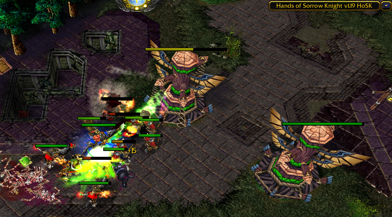 Two towers defend a lane in HoSK