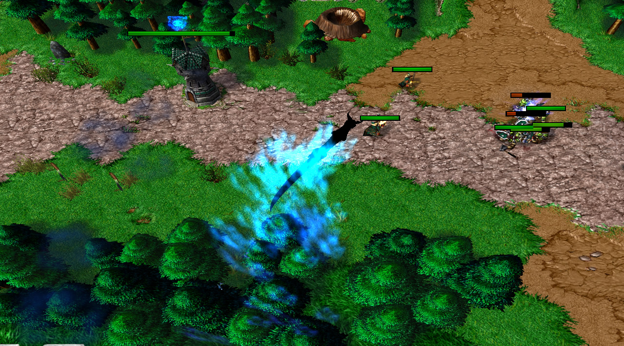 The camera follows a black dragon surrounded by blue flame as it flies towards some enemy units