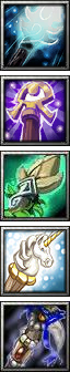 The icons for five totem-like items.