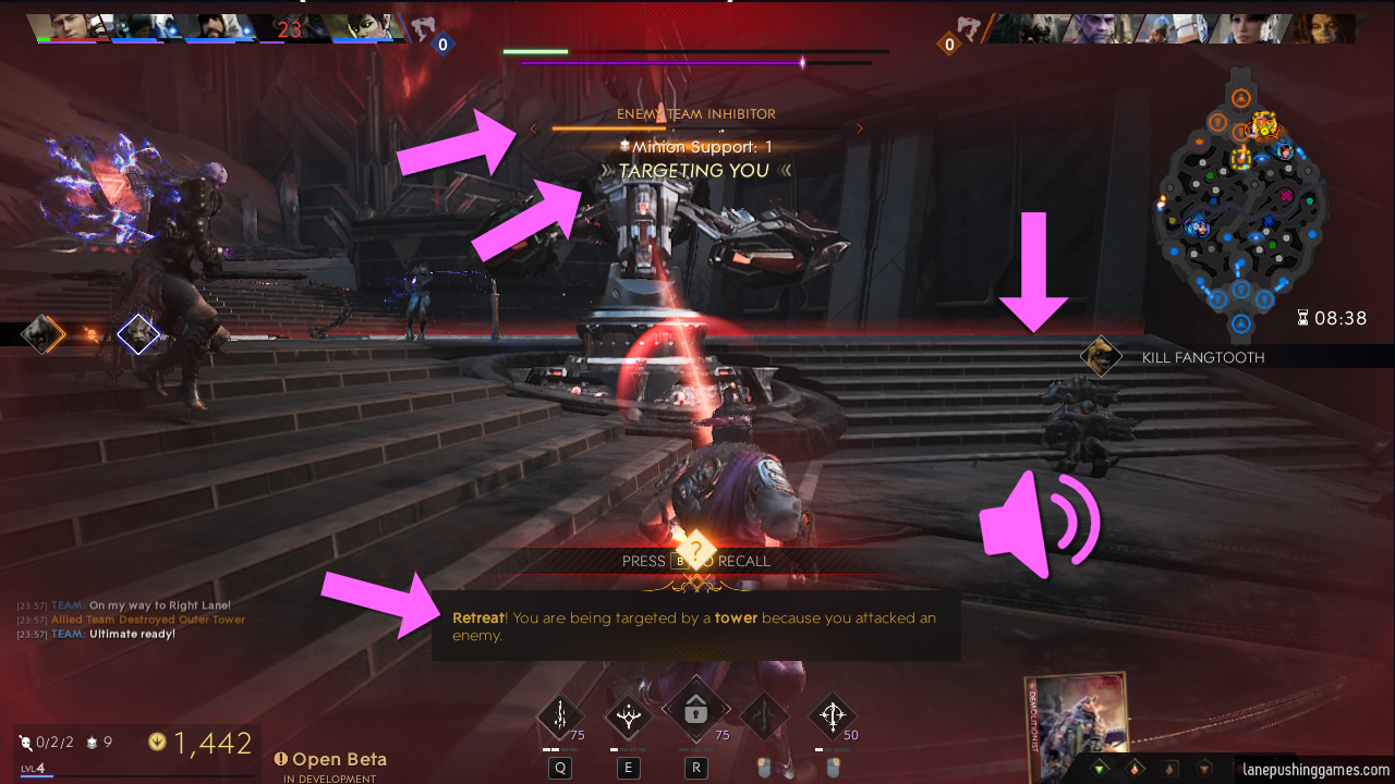 UI elements in Paragon while under an enemy tower