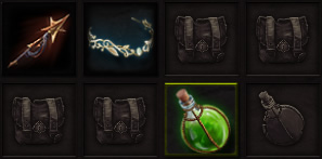 Inventory with six generic slots and two potion slots